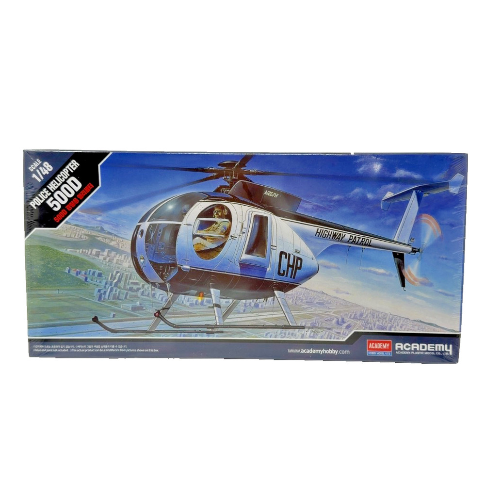 Academy 12249 1/48 Hughes 500D Police Helicopter Model Kit Sealed NOS